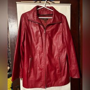 Red Danier leather jacket with removable insulated vest, medium